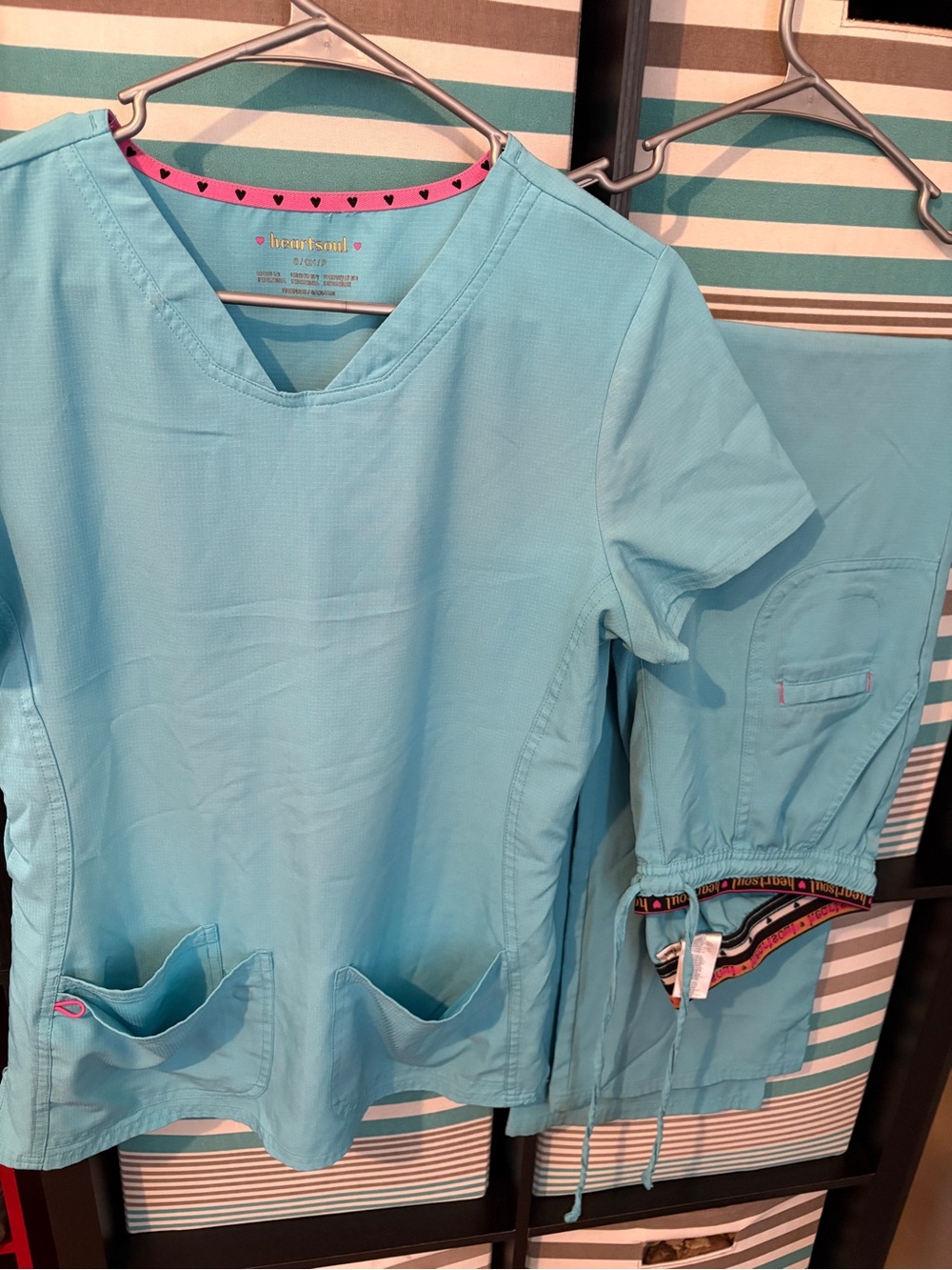 Women’s Light Blue V-Neck Scrub Top and Pants Set